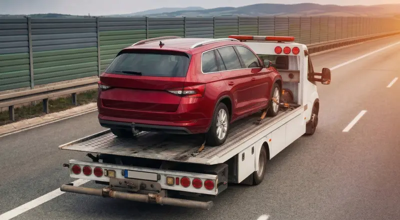 Guincho para carros em Ponta Grossa – carro sendo carregado em plataforma